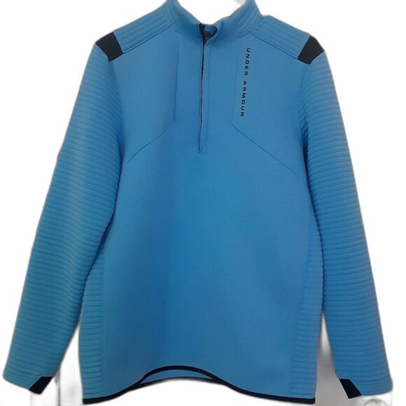Under Armour Woman's Quarter Zip Woman's Coldgear Blue Medium Long Sleeve Top - Picture 2 of 7
